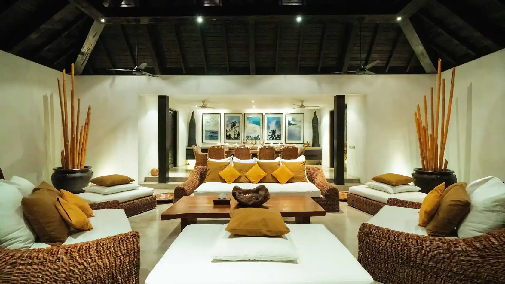 Spacious villa living room opening onto a garden