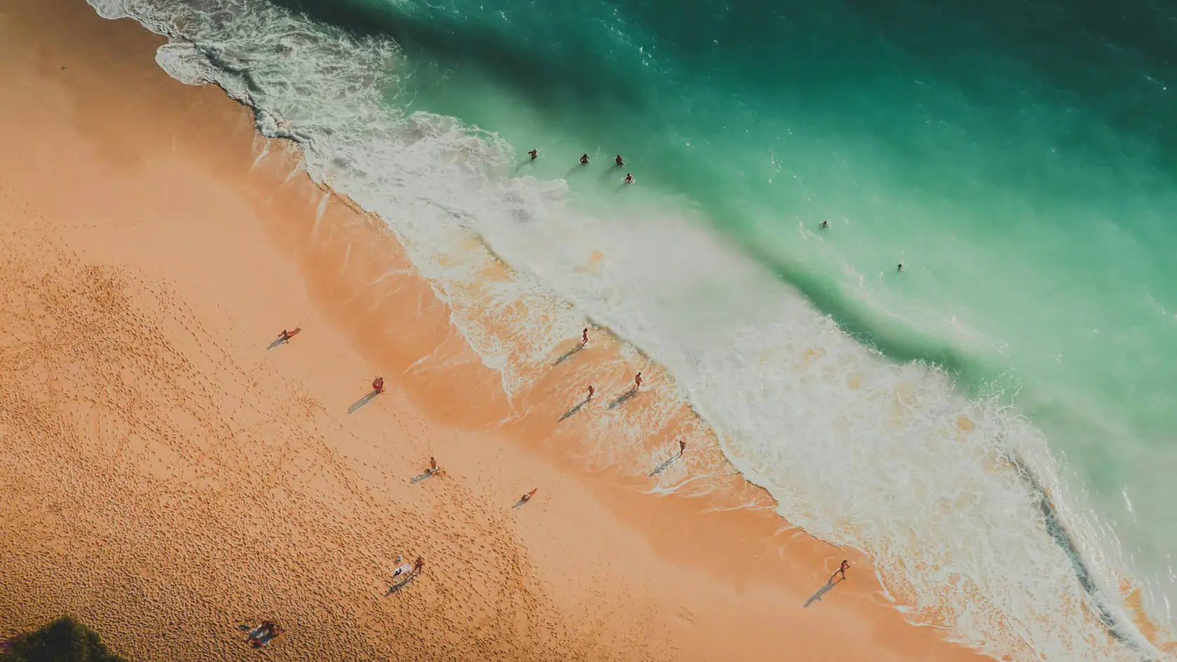 Aerial view of a beach on Nusa Penida