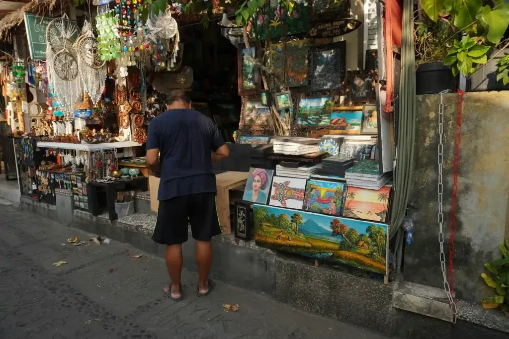 Stall of handmade goods at Ubud Art Market