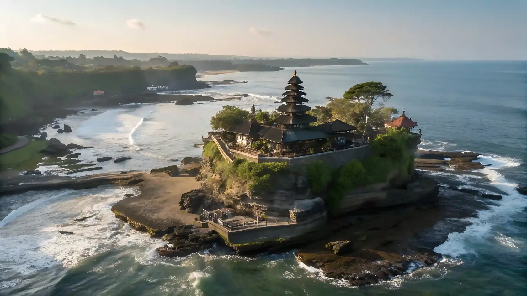 Tanah Lot sea temple seen from above